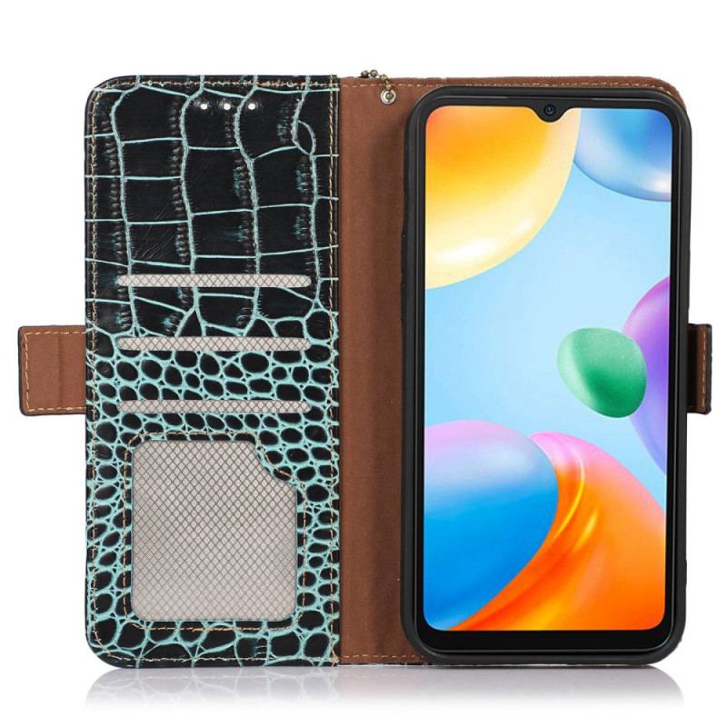 Capa Flip Para Xiaomi Redmi 10C Rfid Estilo Crocodilo