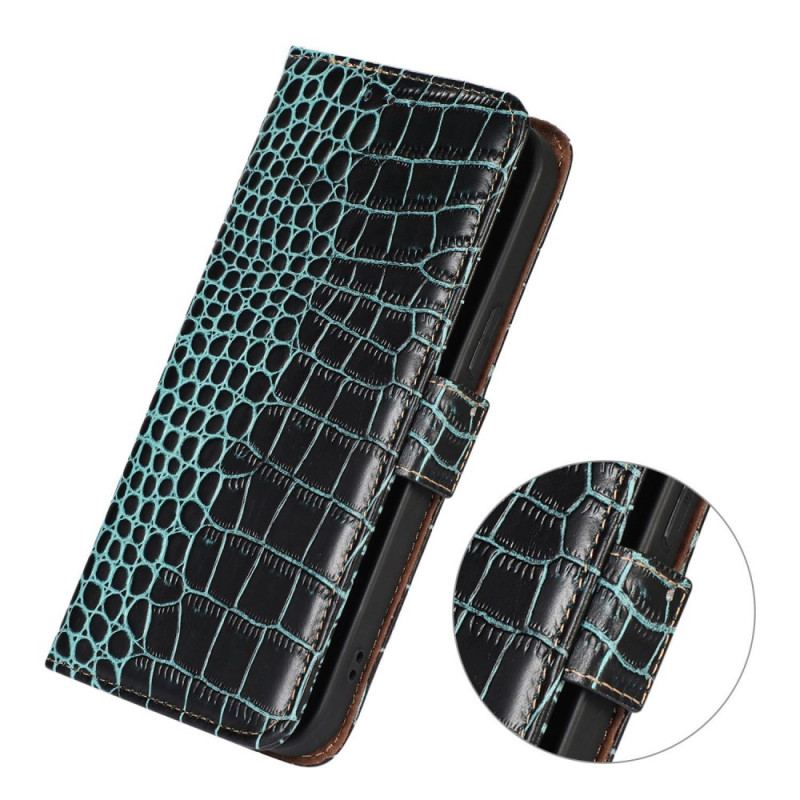 Capa Flip Para Xiaomi Redmi 10C Rfid Estilo Crocodilo