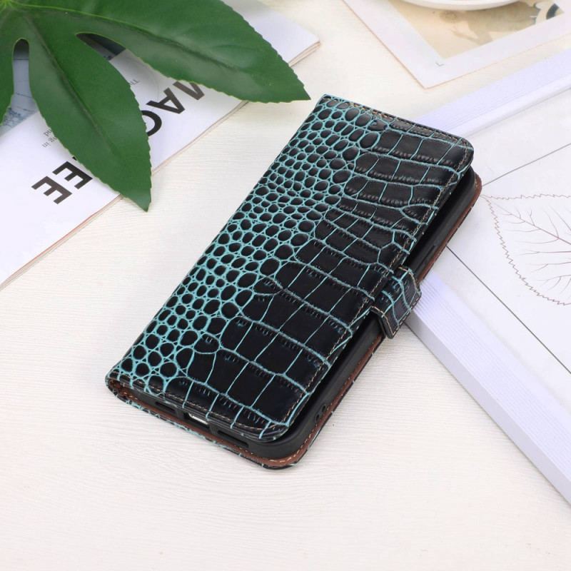 Capa Flip Para Xiaomi Redmi 10C Rfid Estilo Crocodilo