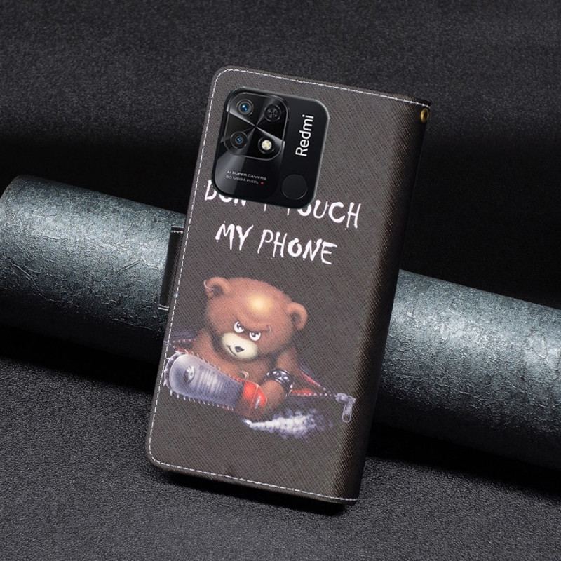 Capa Flip Para Xiaomi Redmi 10C Urso Perigoso Com Bolso Fechado