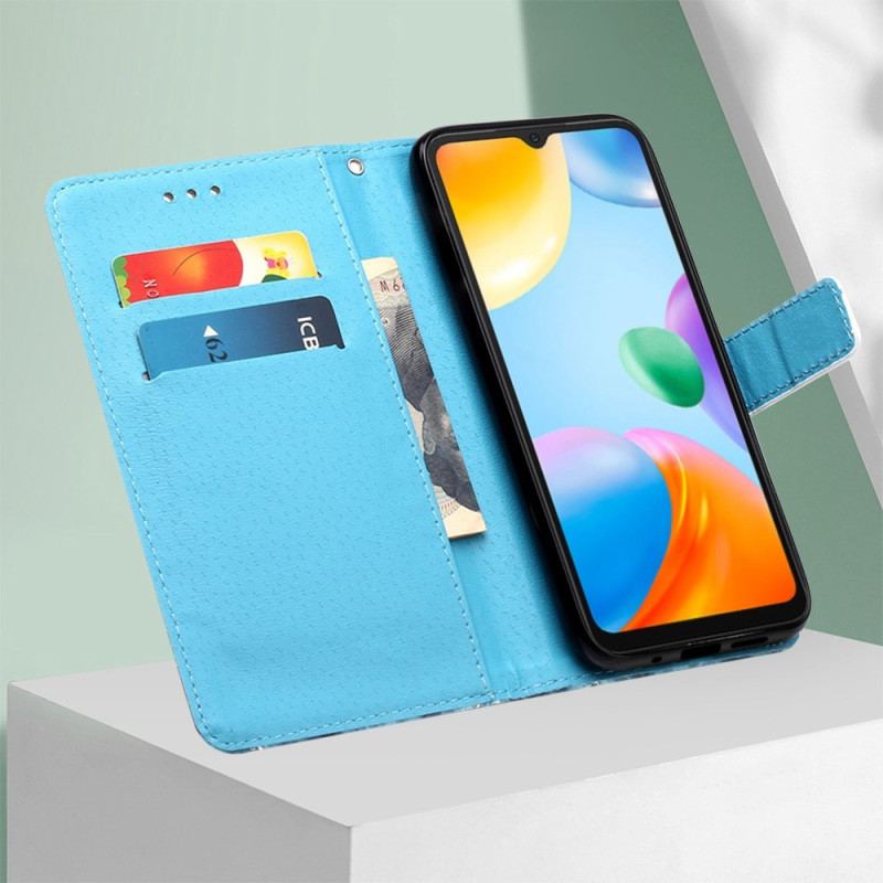 Capa Folio Para Xiaomi Redmi 10C De Cordão Borboletas Voadoras Strappy