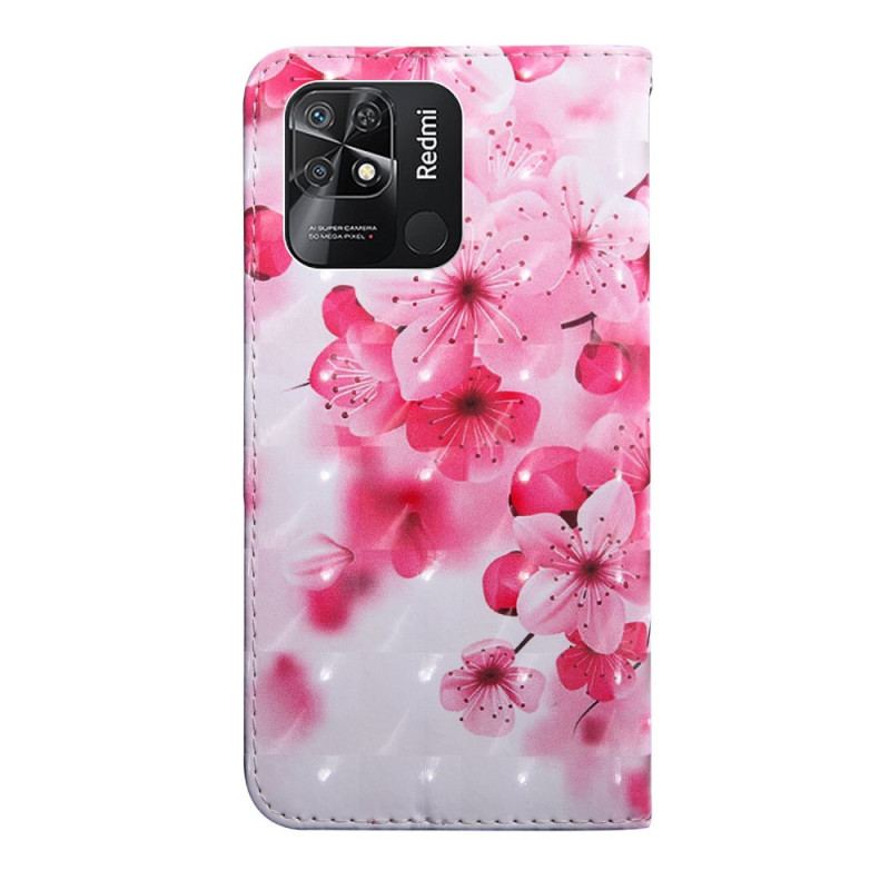 Capa Folio Para Xiaomi Redmi 10C De Cordão Flores De Alça