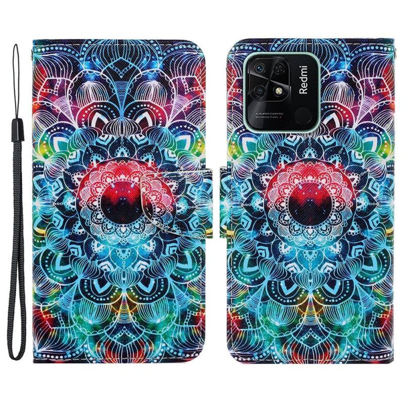 Capa Folio Para Xiaomi Redmi 10C De Cordão Mandala Strappy