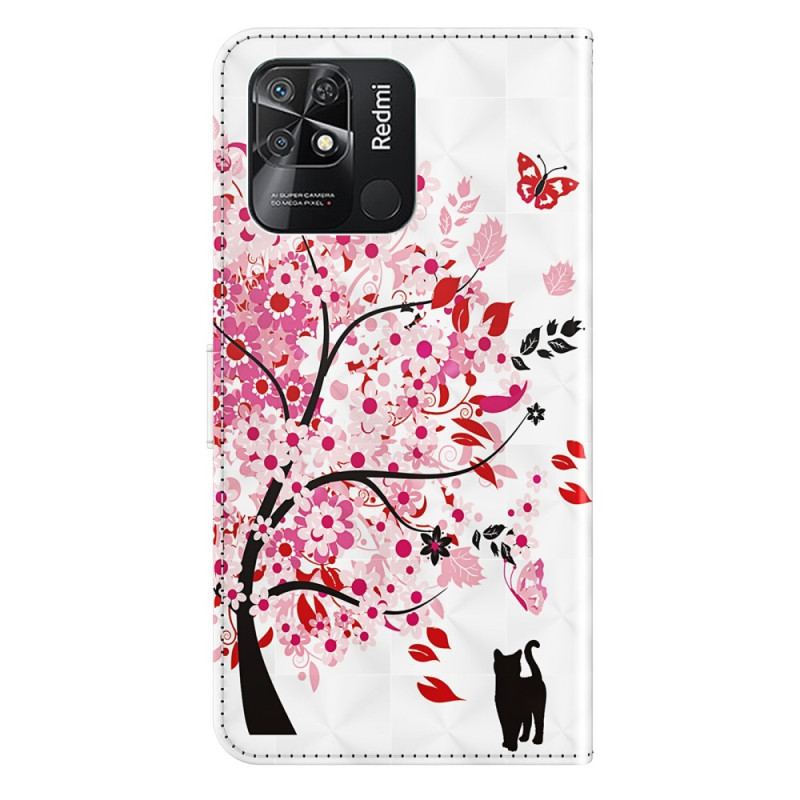 Capa Folio Para Xiaomi Redmi 10C De Cordão Roseira Strappy