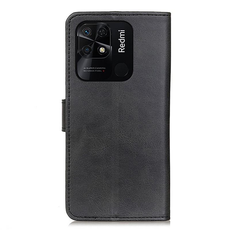 Capa Folio Para Xiaomi Redmi 10C Couro Sintético Fosco