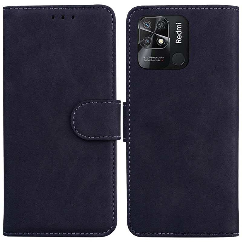 Capa Folio Para Xiaomi Redmi 10C Couro Sintético Liso