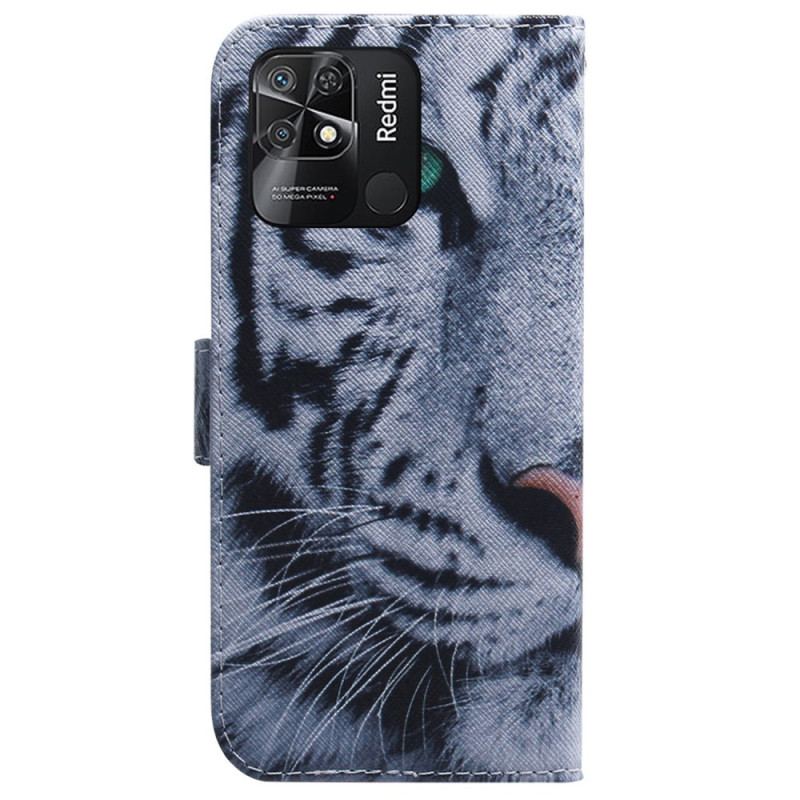 Capa Folio Para Xiaomi Redmi 10C Tigre Branco