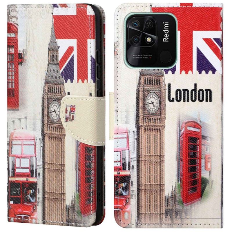 Capa Folio Para Xiaomi Redmi 10C Vida Em Londres