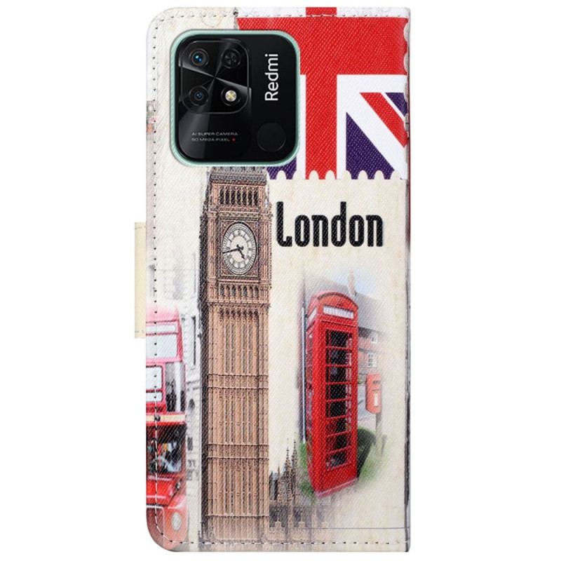 Capa Folio Para Xiaomi Redmi 10C Vida Em Londres