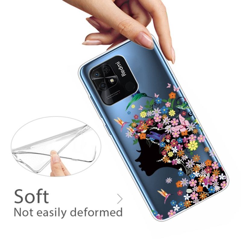 Capa Para Xiaomi Redmi 10C Cabeça De Flor Transparente