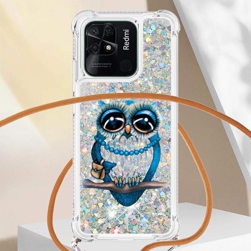 Capa Para Xiaomi Redmi 10C De celular Cordão De Lantejoulas Miss Owl