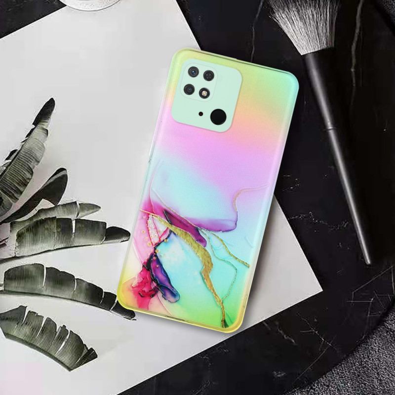 Capa Para Xiaomi Redmi 10C Efeito De Laser De Arte Em Mármore