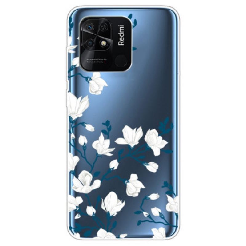 Capa Para Xiaomi Redmi 10C Flores Brancas Sem Costura