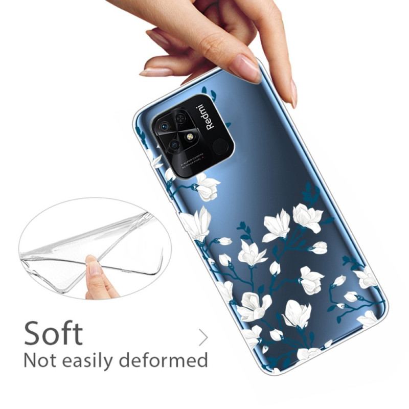 Capa Para Xiaomi Redmi 10C Flores Brancas Sem Costura