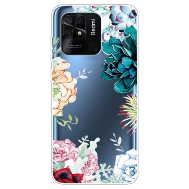 Capa Para Xiaomi Redmi 10C Flores Em Aquarela Sem Costura