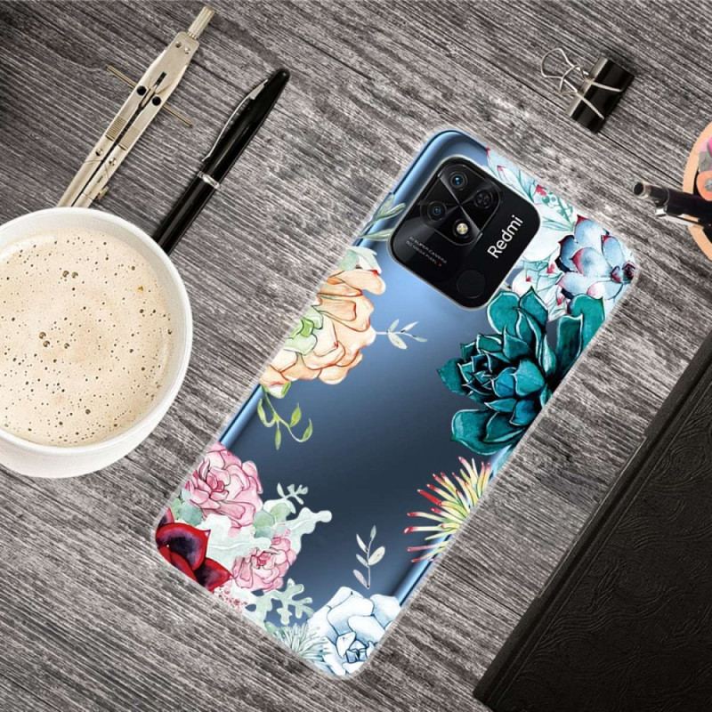 Capa Para Xiaomi Redmi 10C Flores Em Aquarela Sem Costura