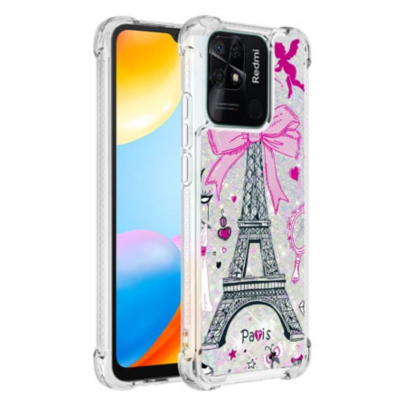 Capa Para Xiaomi Redmi 10C Lantejoulas Torre Eiffel