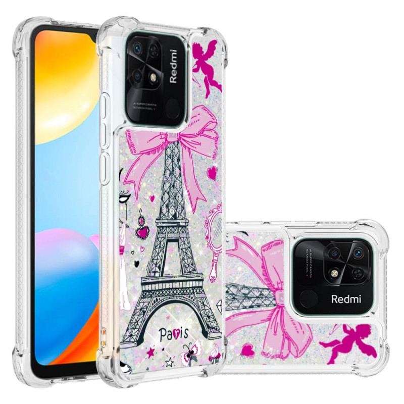 Capa Para Xiaomi Redmi 10C Lantejoulas Torre Eiffel