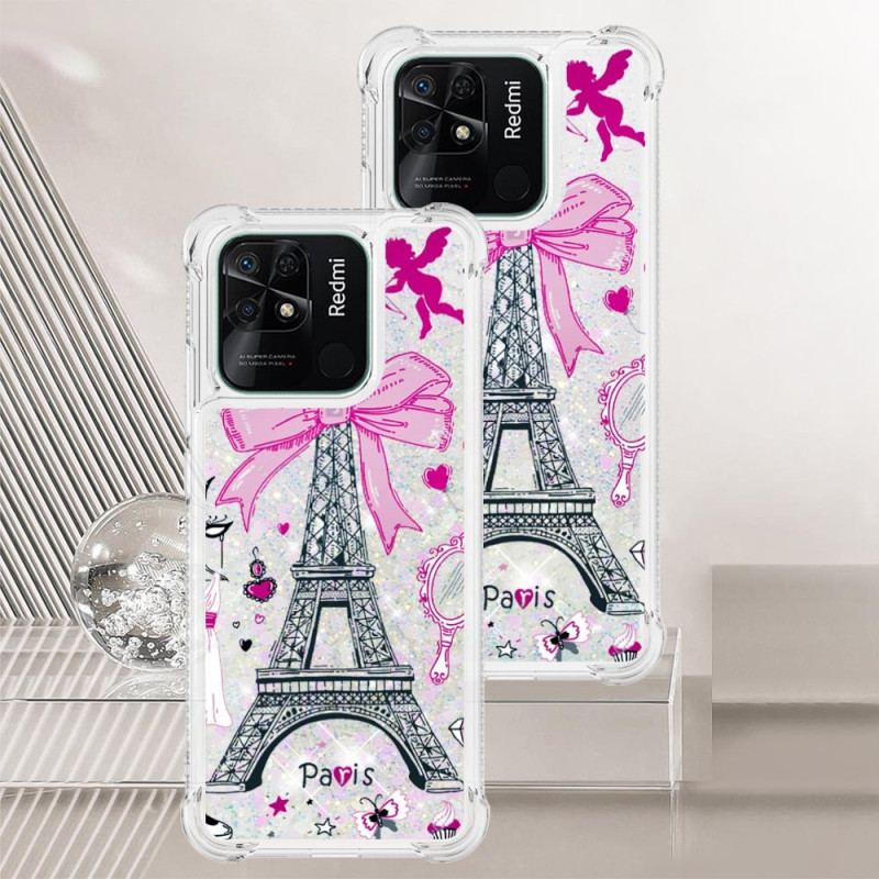 Capa Para Xiaomi Redmi 10C Lantejoulas Torre Eiffel