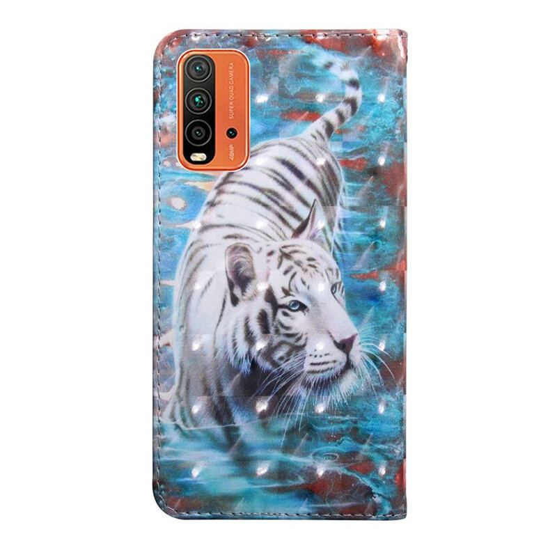 Capa De Couro Para Xiaomi Redmi 9T Tigre Na Água