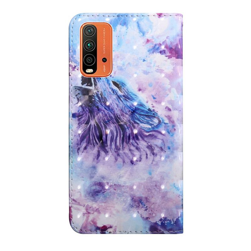 Capa Flip Para Xiaomi Redmi 9T Aquarela Lobo