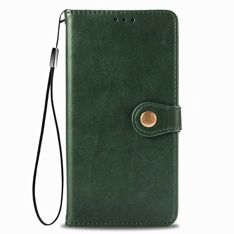 Capa Flip Para Xiaomi Redmi 9T Couro Falso E Fecho Vintage