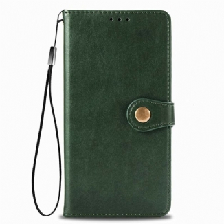 Capa Flip Para Xiaomi Redmi 9T Couro Falso E Fecho Vintage