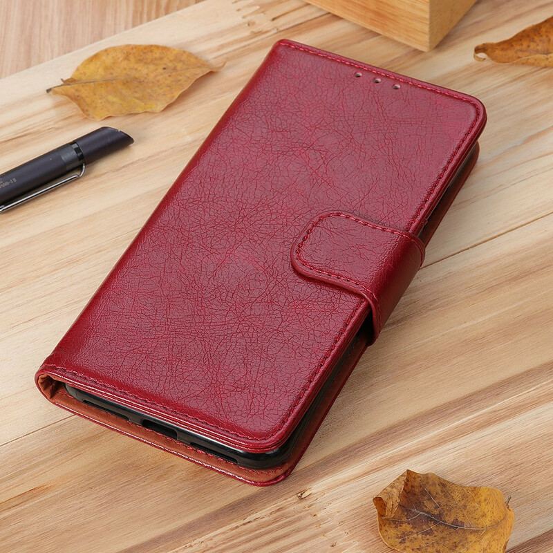 Capa Flip Para Xiaomi Redmi 9T Couro Napa Rachado