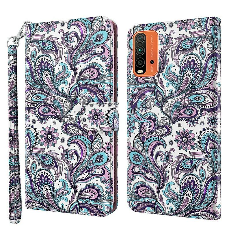 Capa Flip Para Xiaomi Redmi 9T Padrões De Flores