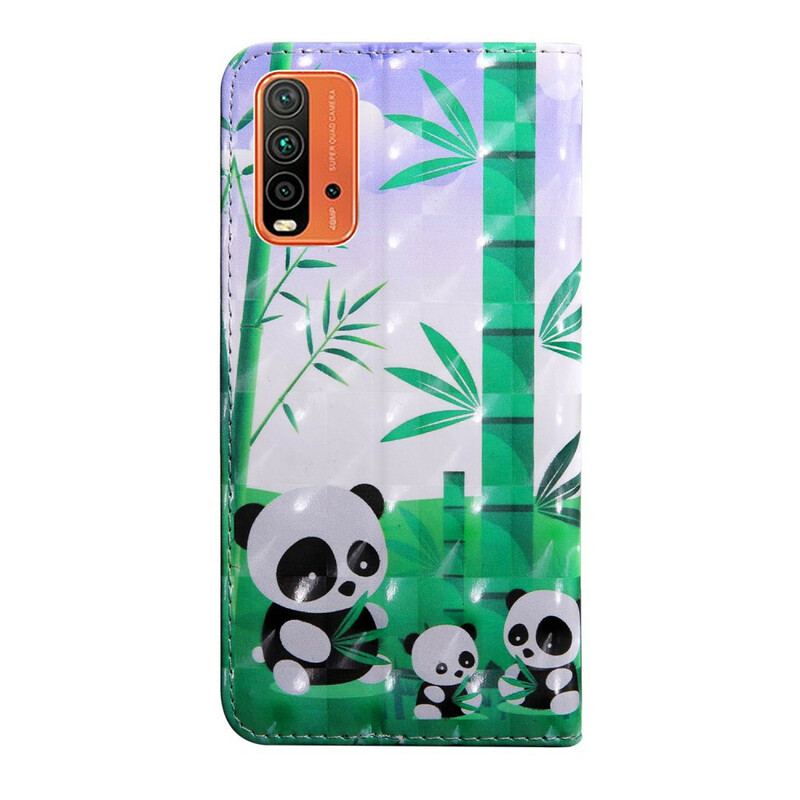 Capa Flip Para Xiaomi Redmi 9T Pandas Pontos De Luz