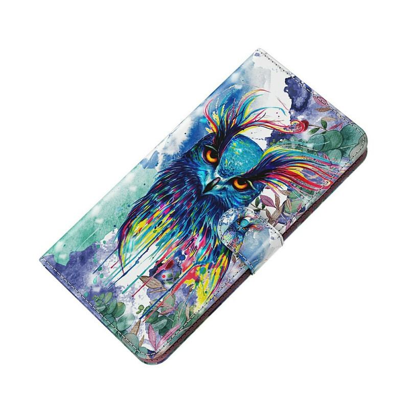 Capa Flip Para Xiaomi Redmi 9T Pássaro Aquarela