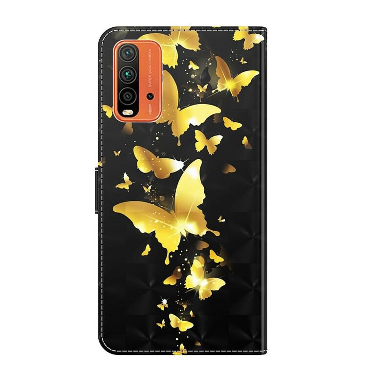 Capa Folio Para Xiaomi Redmi 9T Borboletas Amarelas