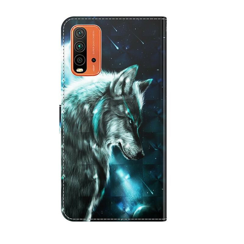 Capa Folio Para Xiaomi Redmi 9T Lobo Majestoso