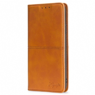 Capa De Celular Para Vivo Y35 Flip Efeito Couro Retrô