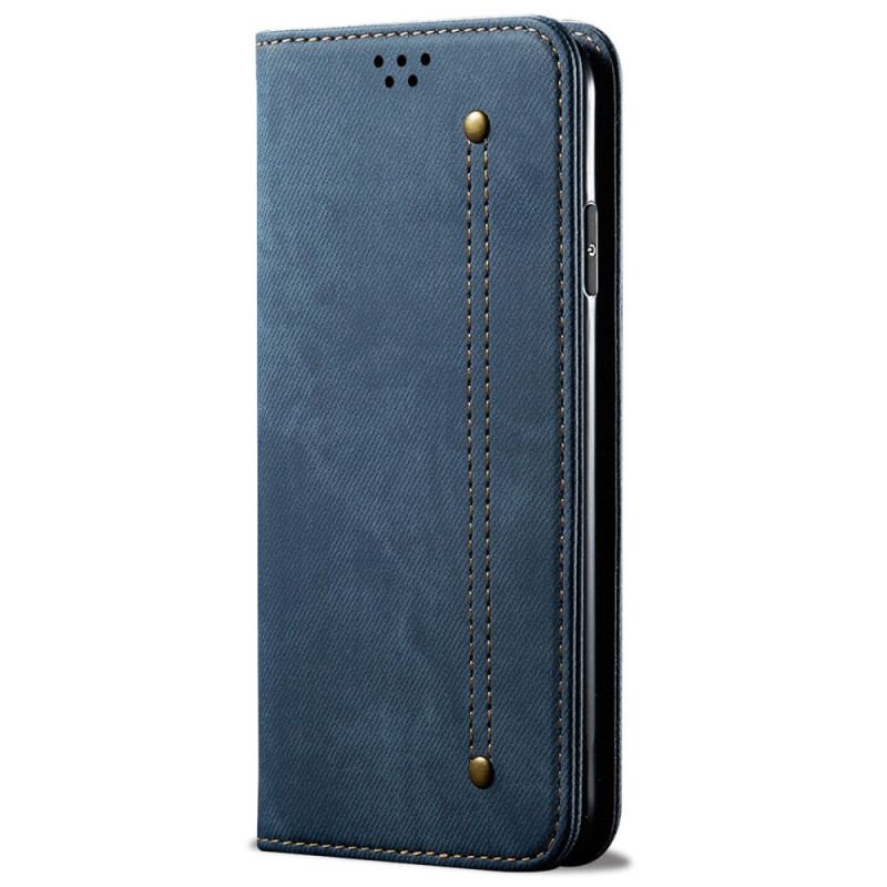 Capa De Celular Para Vivo Y35 Flip Tecido Jeans