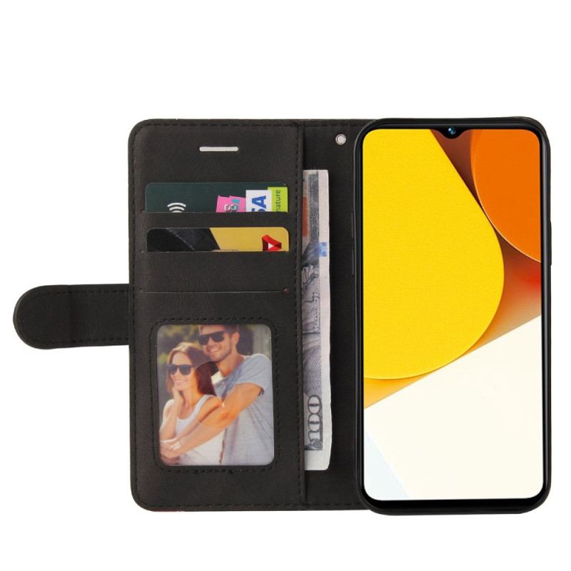 Capa Flip Para Vivo Y35 De Cordão Correia De Dois Tons