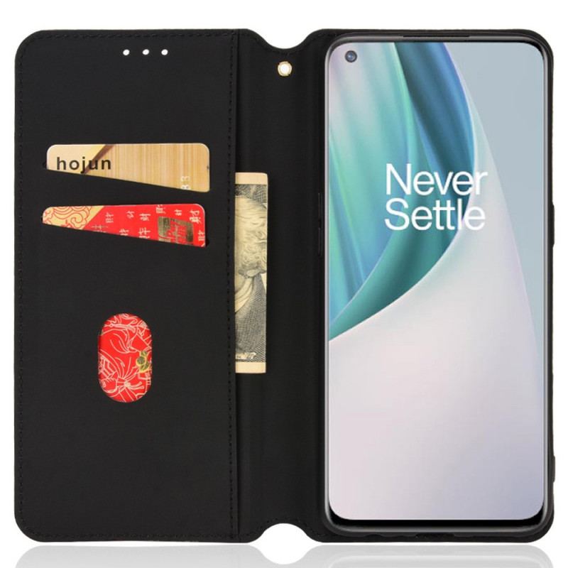 Capa De Celular Para OnePlus Nord N10 Flip Efeito Couro Diamante