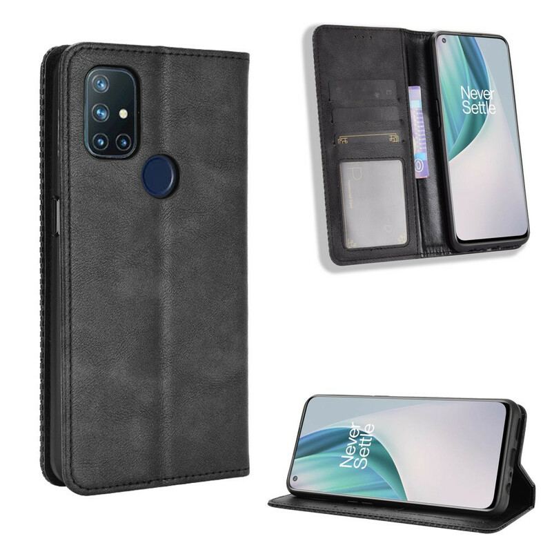 Capa De Celular Para OnePlus Nord N10 Flip Efeito Couro Vintage Estilizado