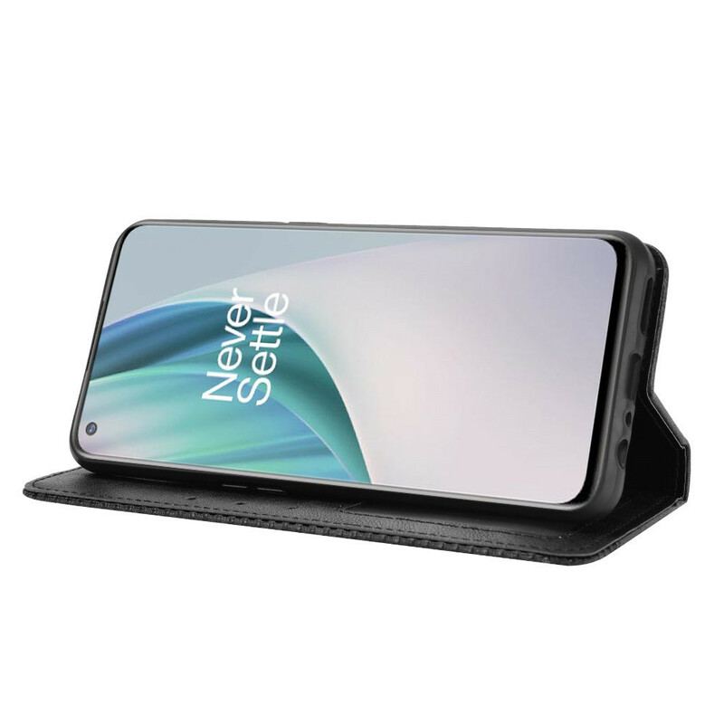 Capa De Celular Para OnePlus Nord N10 Flip Efeito Couro Vintage Estilizado