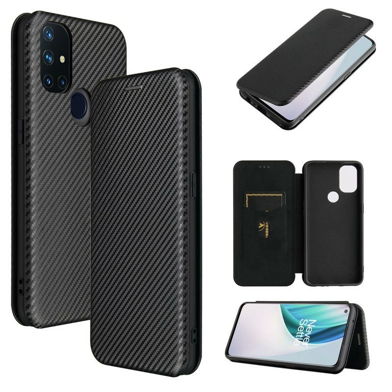 Capa De Celular Para OnePlus Nord N10 Flip Fibra De Carbono