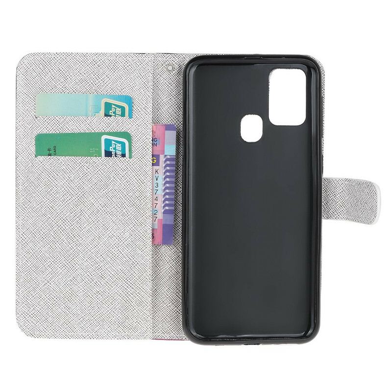 Capa De Couro Para OnePlus Nord N10 De Cordão Borboletas Strappy Diamond