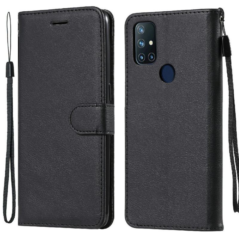 Capa De Couro Para OnePlus Nord N10 De Cordão Efeito De Couro Com Tiras