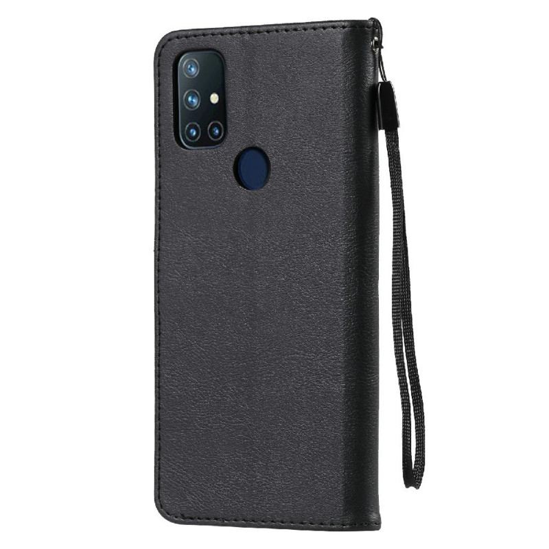 Capa De Couro Para OnePlus Nord N10 De Cordão Efeito De Couro Com Tiras