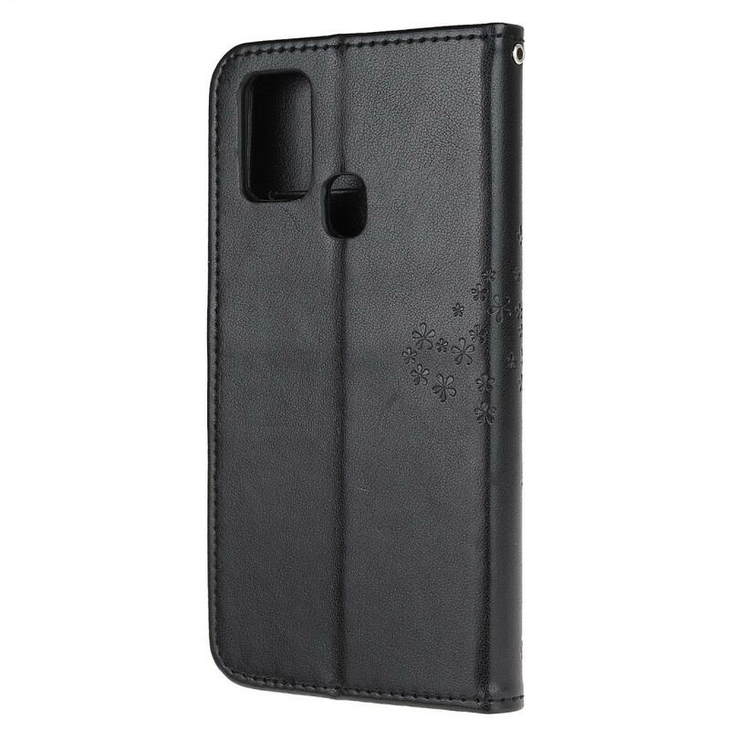 Capa De Couro Para OnePlus Nord N10 De Cordão Tanga E Corujas