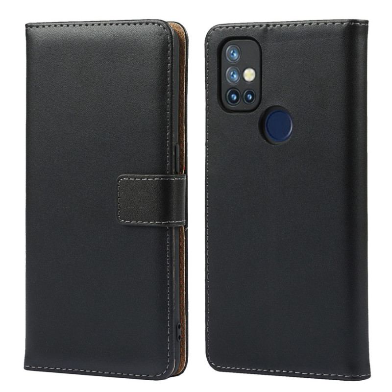 Capa Flip Para OnePlus Nord N10 Cor De Couro Genuíno