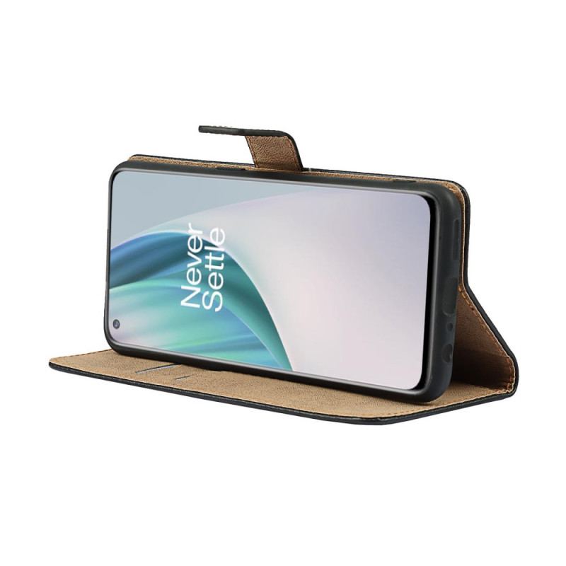 Capa Flip Para OnePlus Nord N10 Cor De Couro Genuíno