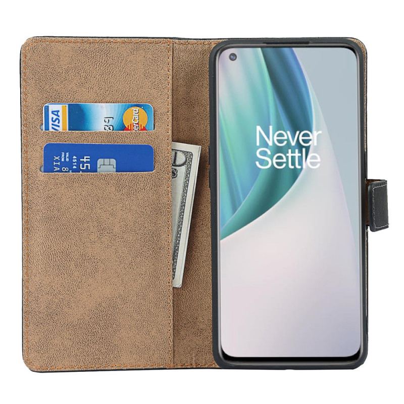 Capa Flip Para OnePlus Nord N10 Cor De Couro Genuíno