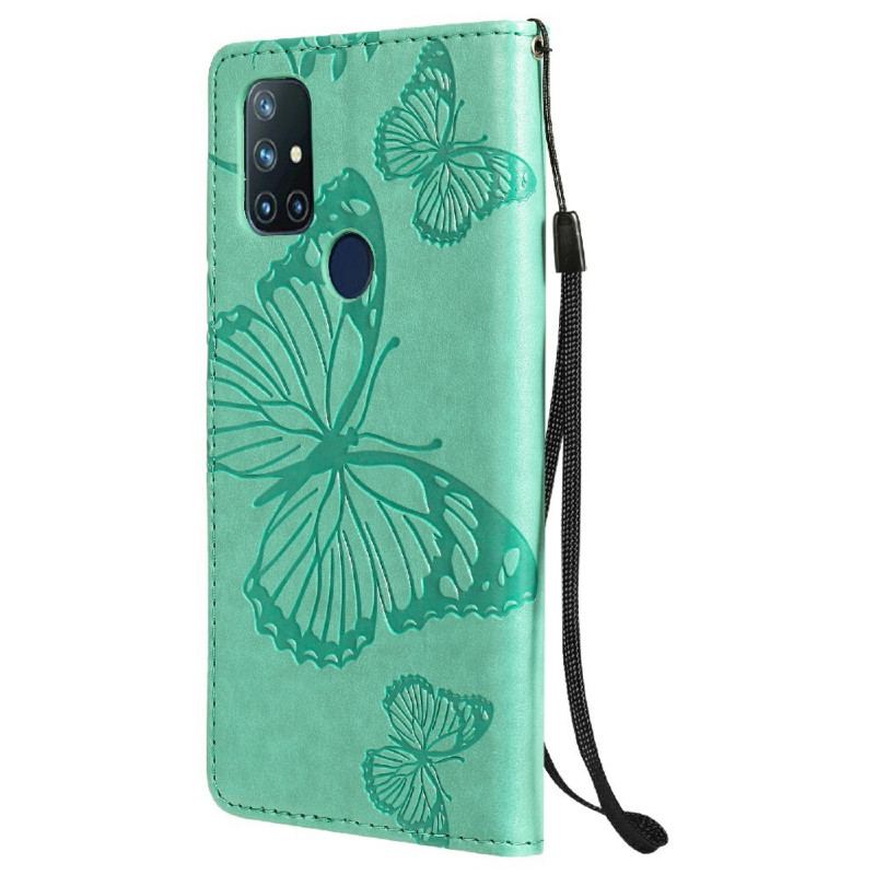 Capa Flip Para OnePlus Nord N10 De Cordão Borboletas Gigantes