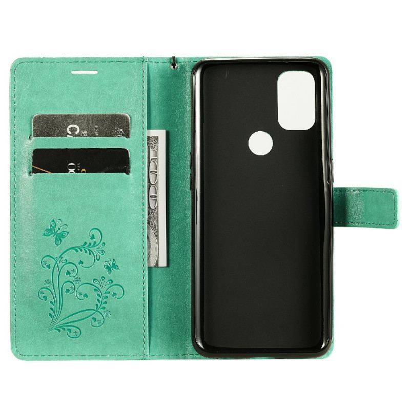 Capa Flip Para OnePlus Nord N10 De Cordão Borboletas Gigantes