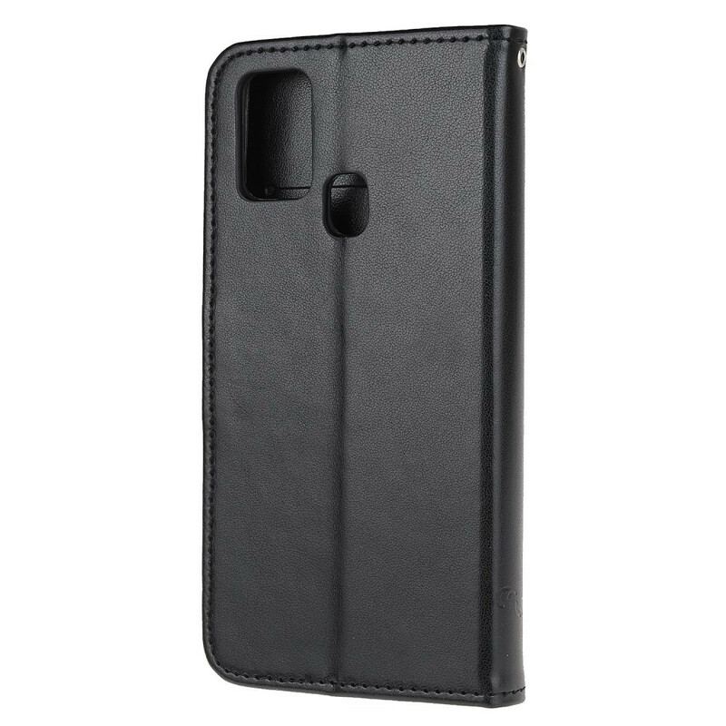 Capa Flip Para OnePlus Nord N10 De Cordão Tanga Borboletas E Flores